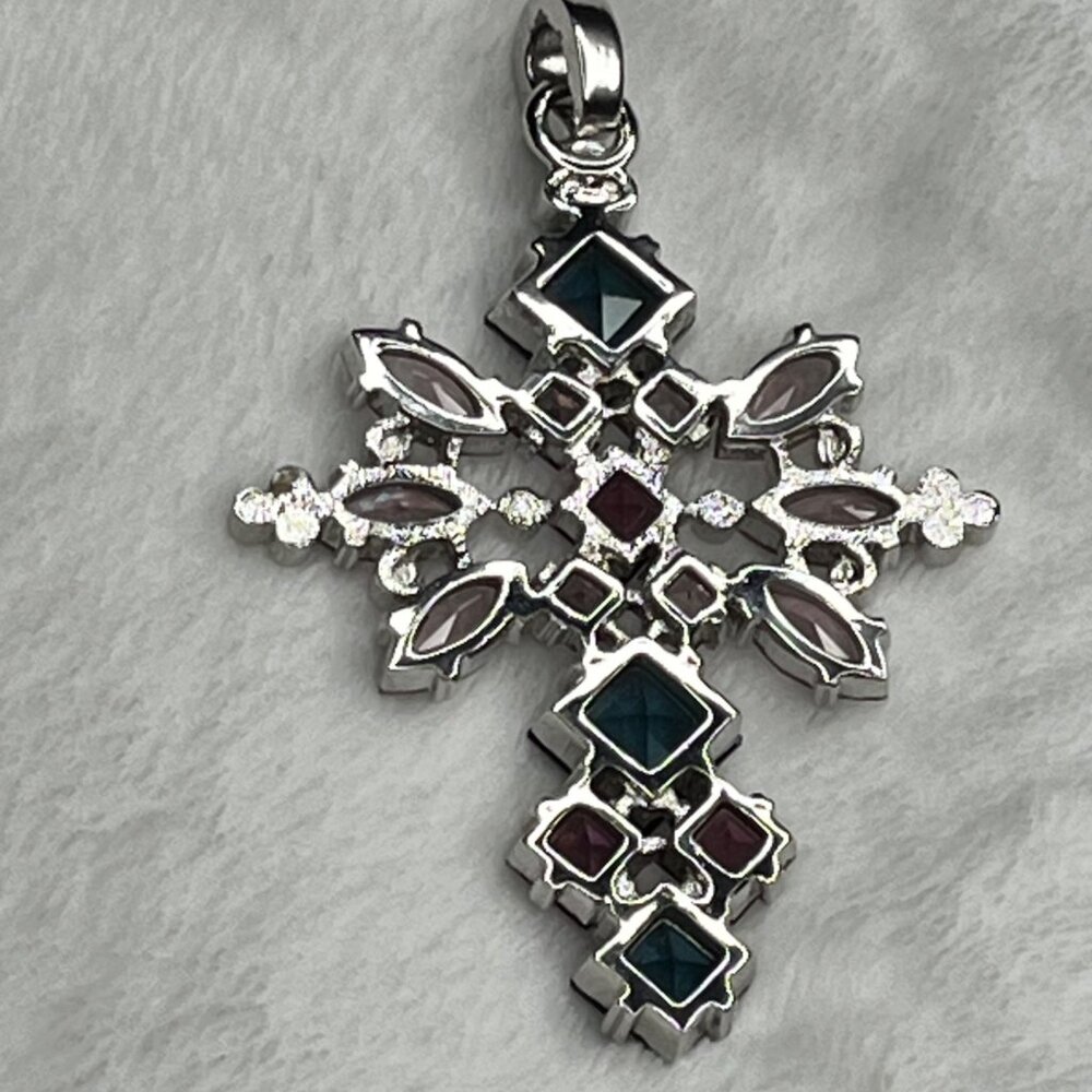 Christian Dior Vintage Cross Pendant With Multicolor Crystals & Certificate Of A - Picture 10 of 10